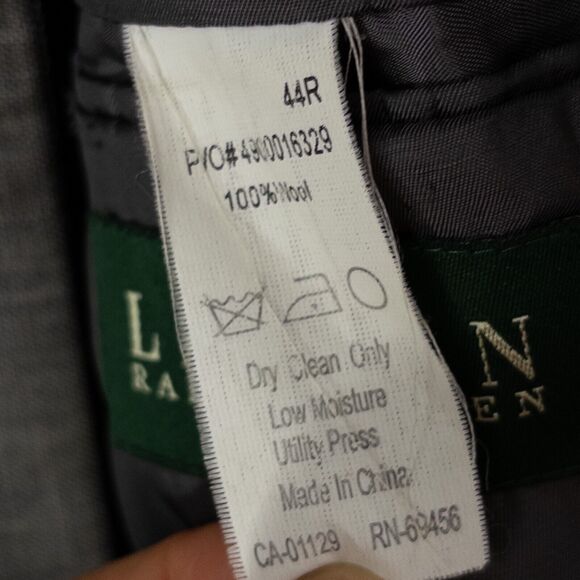 Lauren Ralph Lauren Men's 44R Gray Suit Jacket Blazer 3 Button 100% Wool Classic - Picture 11 of 11